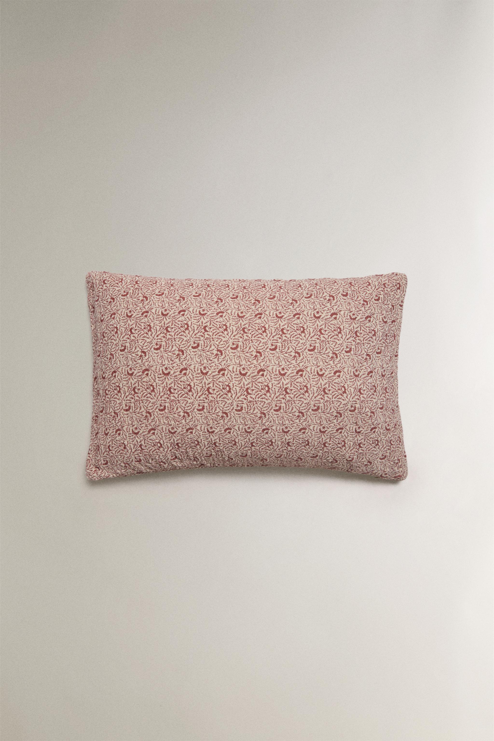 BRANCH PRINT LINEN AND COTTON THROW PILLOW COVER
